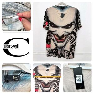 Just Cavalli Men's Graphic Tee - Black, White, Red Just Cavalli Men's XXXL Joker